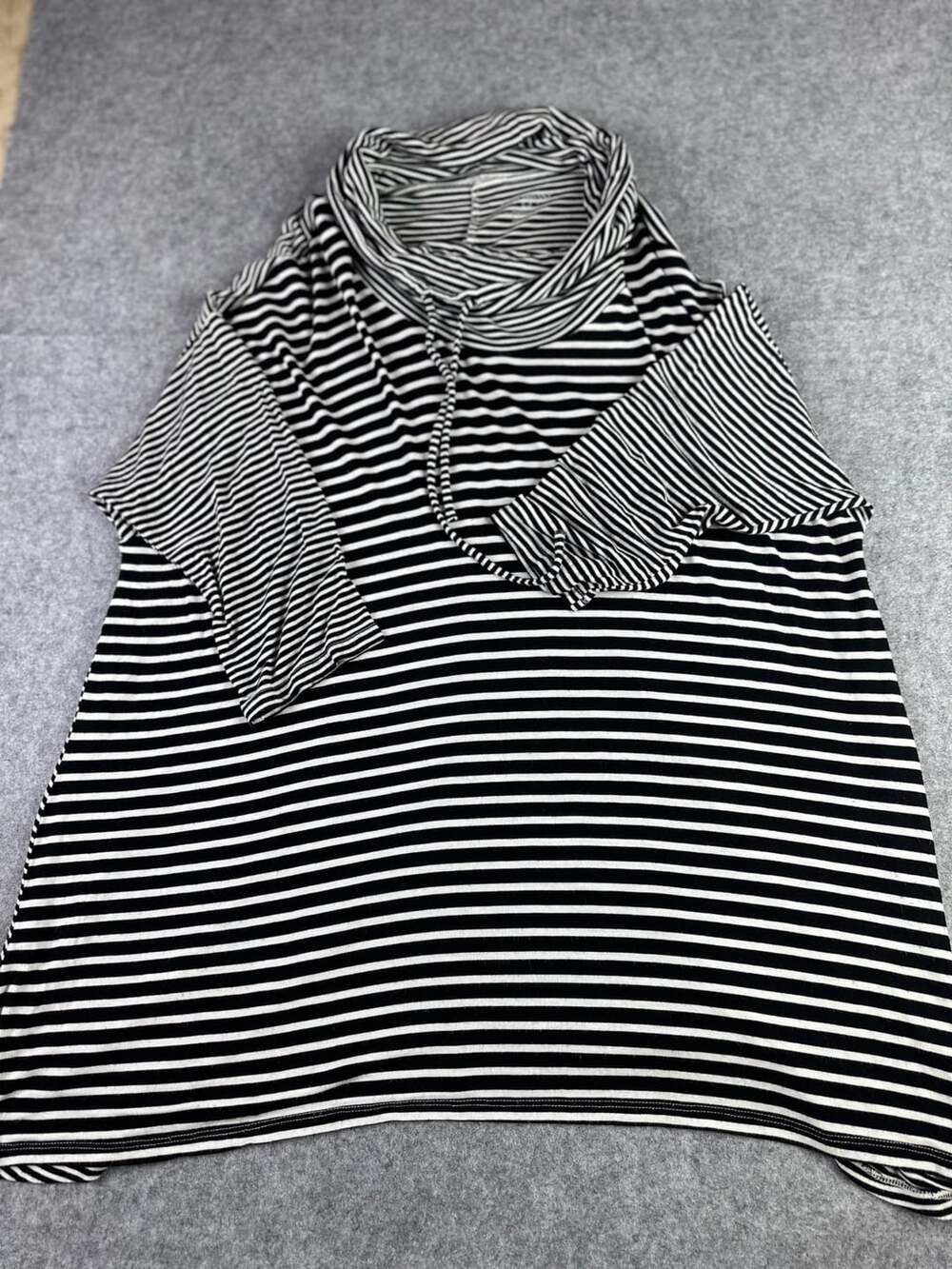 Lane Bryant Black White Striped Cowl Neck 3/4 Sleeve Top Size 18/20